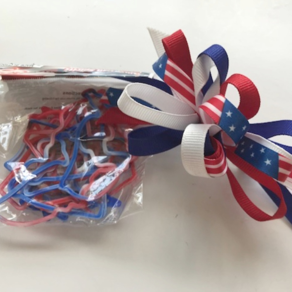 Patriotic Hair Barette + Set of 12 Jelly Bracelets